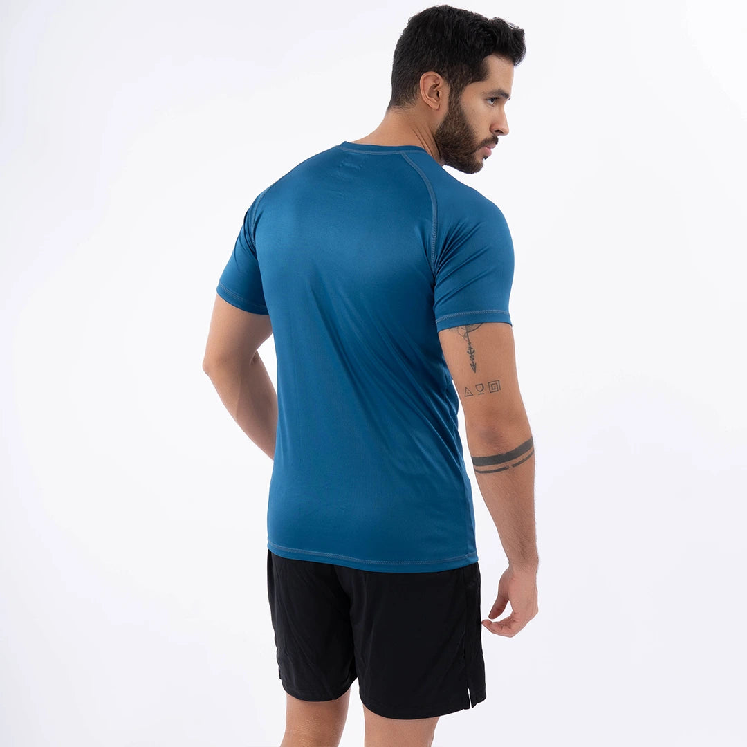 Camiseta Deportiva de Hombre Manga Corta - Azul Petroleo
