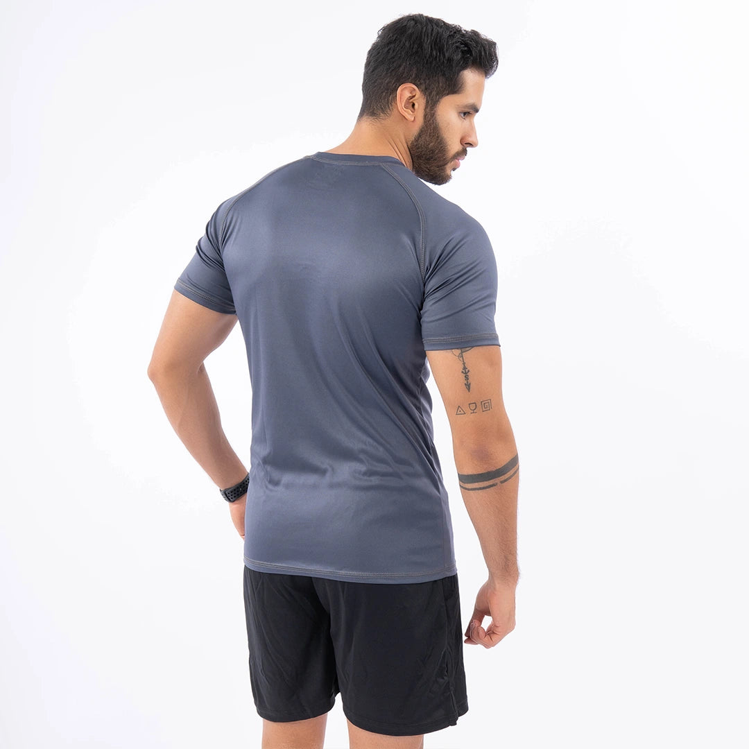 Camiseta Deportiva de Hombre Manga Corta - Gris Oscuro