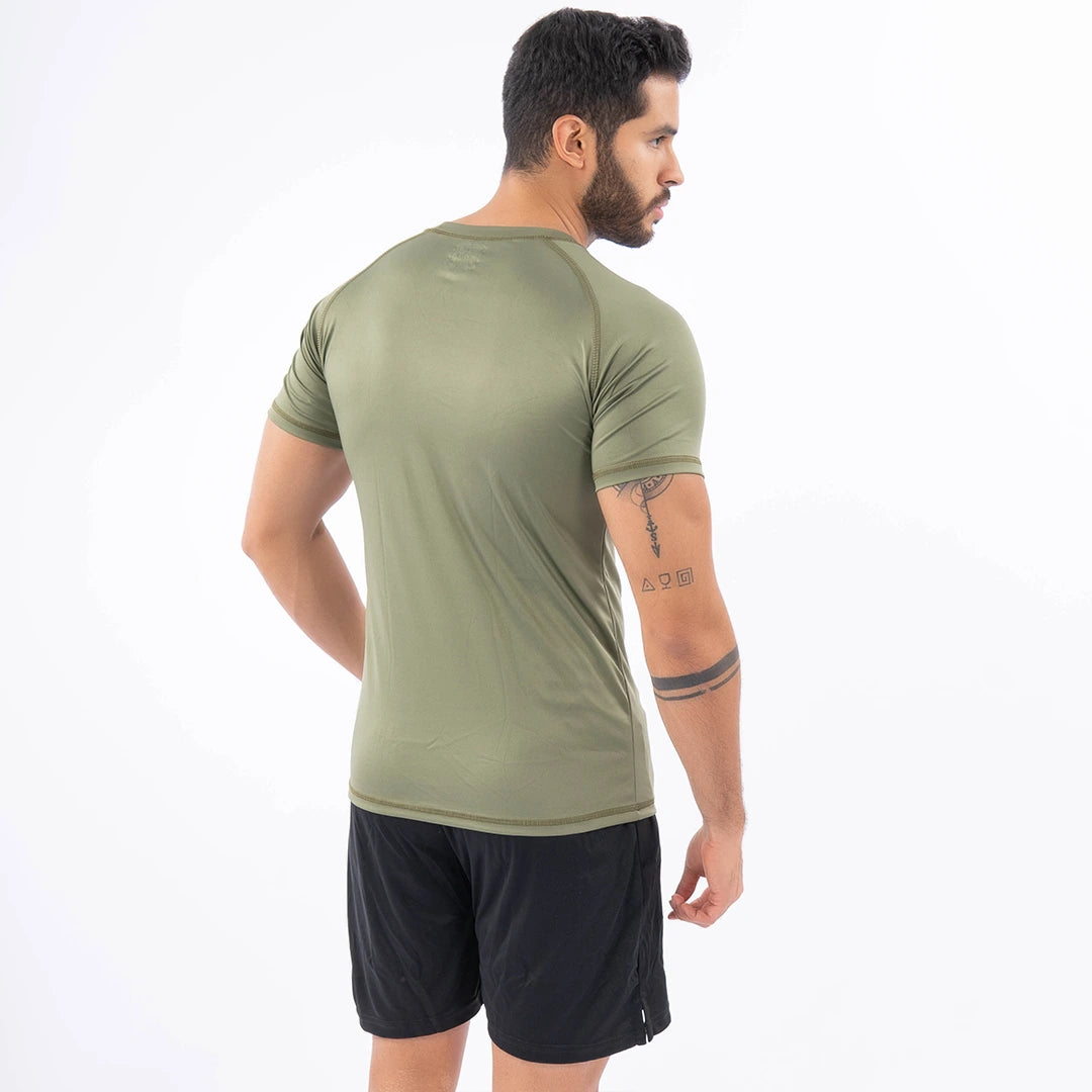 Camiseta Deportiva de Hombre Manga Corta - Verde Militar