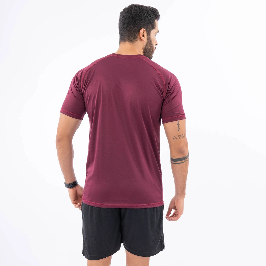 Camiseta Deportiva de Hombre Manga Corta - Vinotinto Oscuro