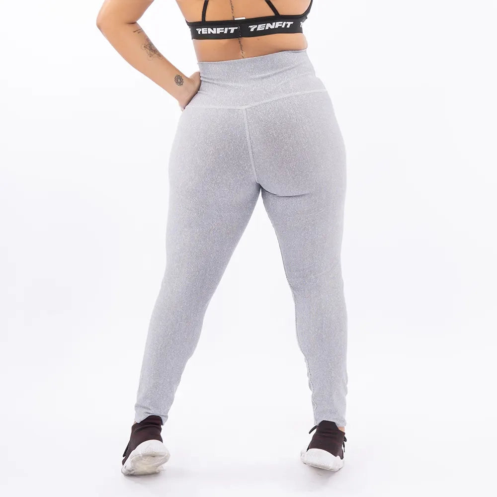 Leggins Unicolor Plus Size -Gris Jaspe Claro
