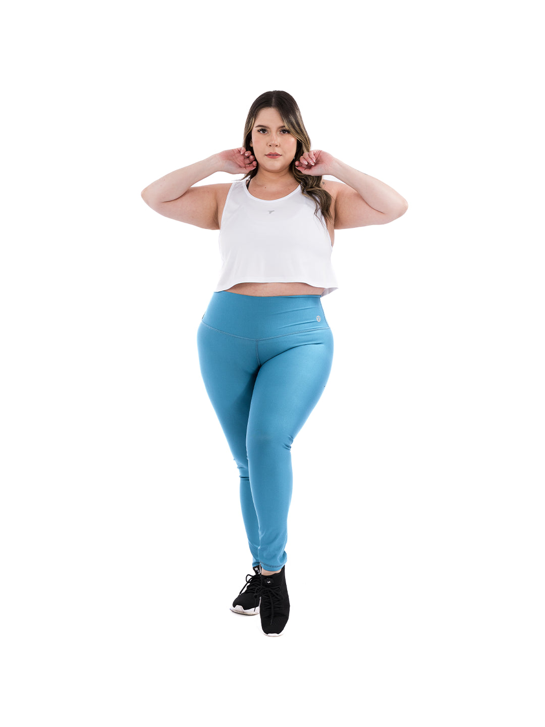 Leggins Deportivos Plus Size - Azul Celeste