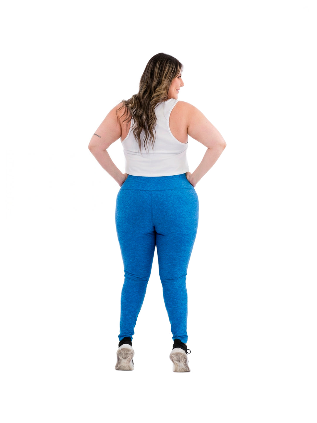 Leggins Deportivos Plus Size - Azul Rey Jaspe