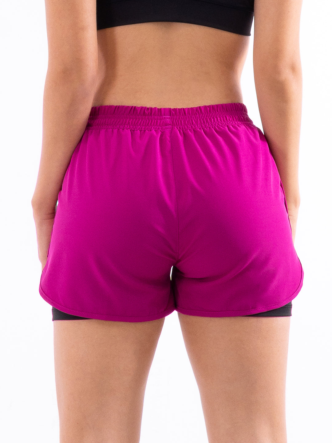 Short Deportivo Running M2 - Magenta Oscuro - Negro