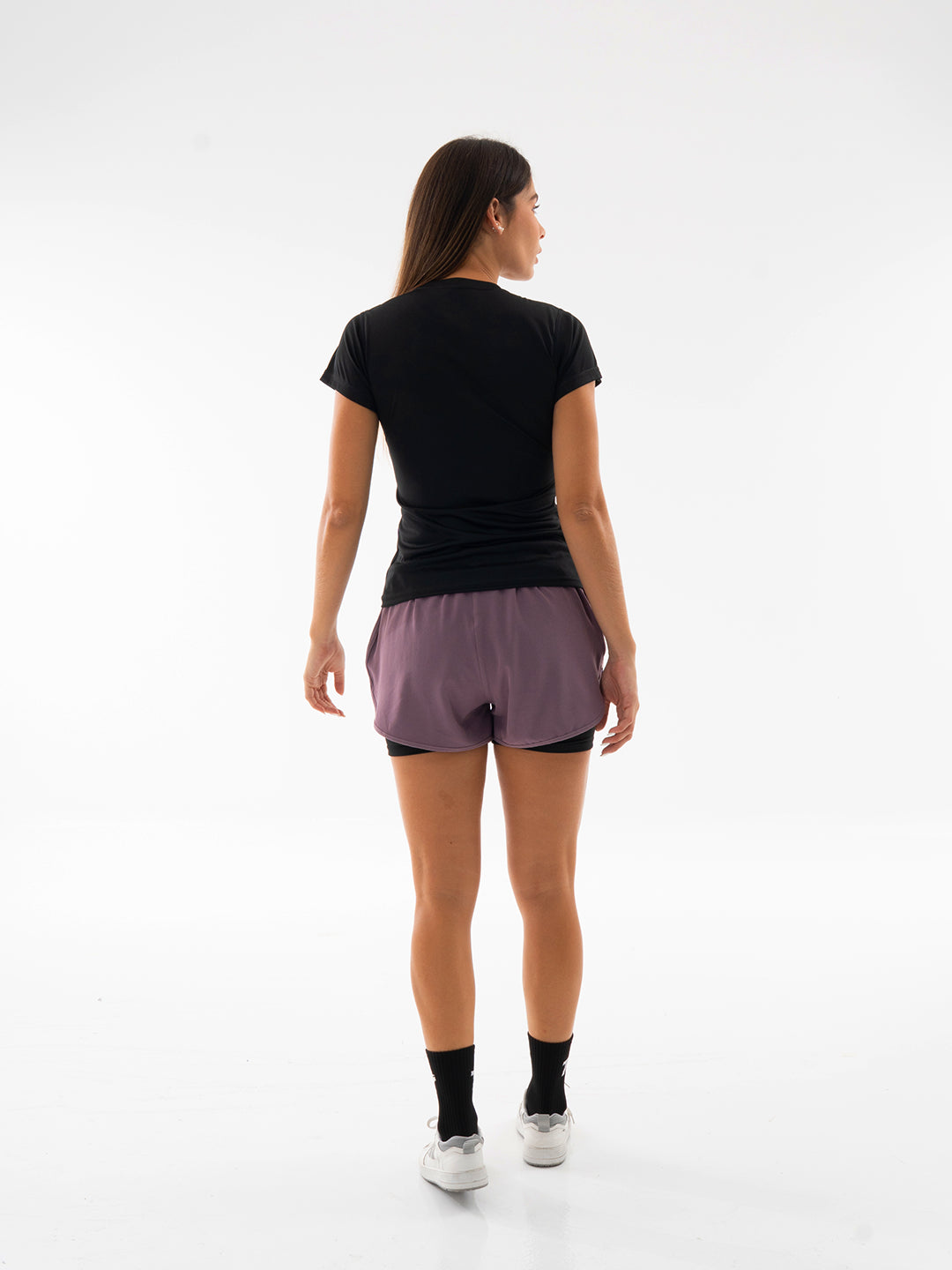 SHORT RUNNING -  UVA METALIZADO-NEGRO