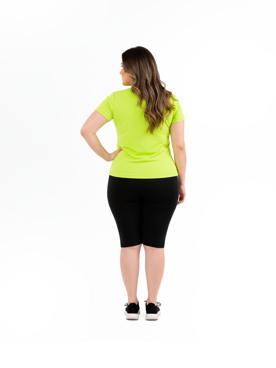 Blusa Deportiva Plus Size Manga Corta - Amarillo Neon