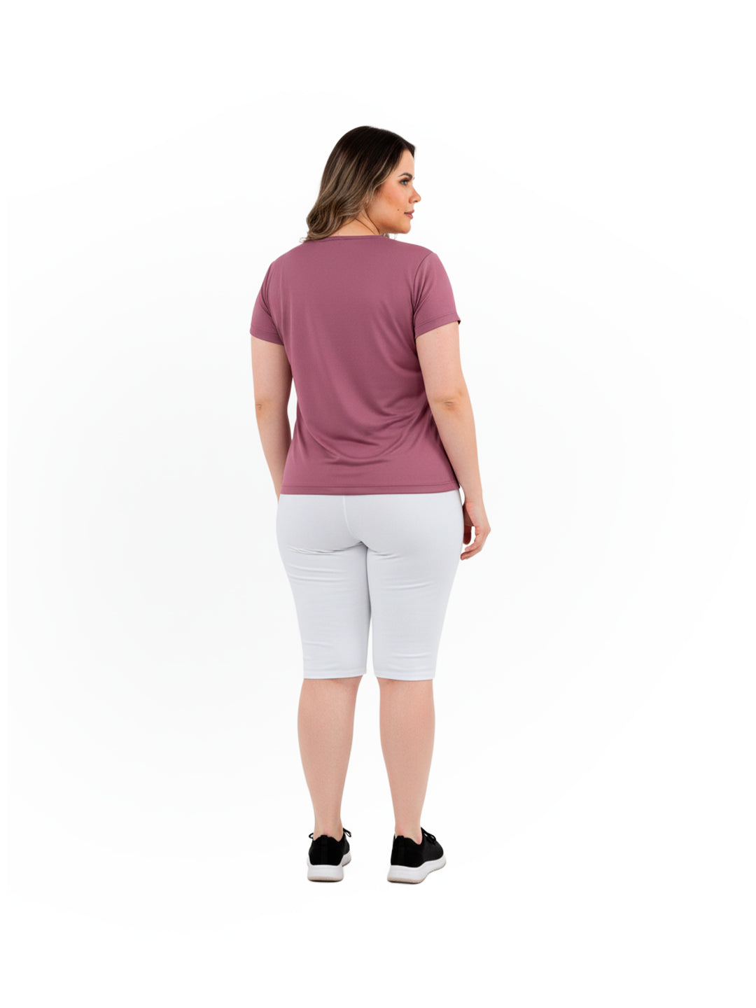 BLUSA MANGA CORTA PLUS SIZE-UVA METALIZADO