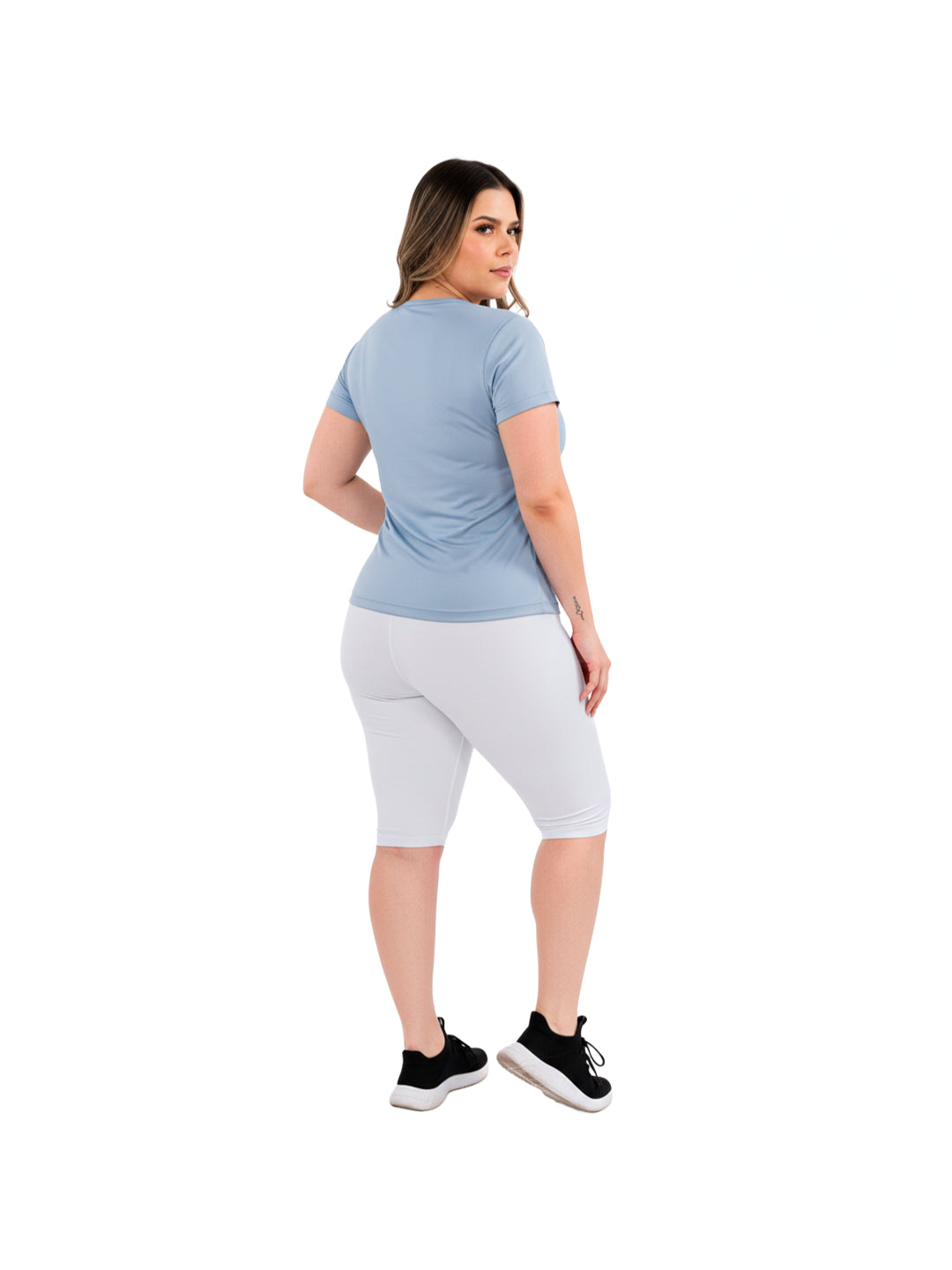 BLUSA MANGA CORTA PLUS SIZE-AZUL CELESTE