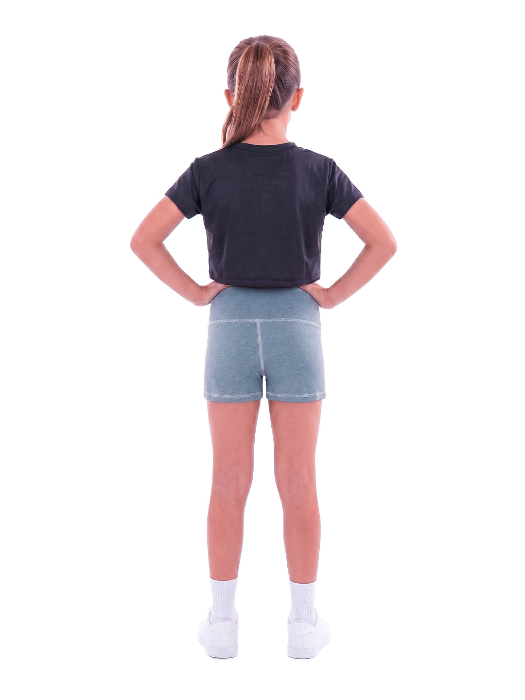 Short Deportivo Extracorto de Niña Tiny - Verde Menta Jaspe Oscuro