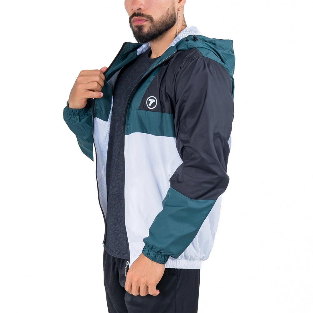 Chaqueta Rompeviento de Hombre Thunder - Verde Esmeralda - Blanco