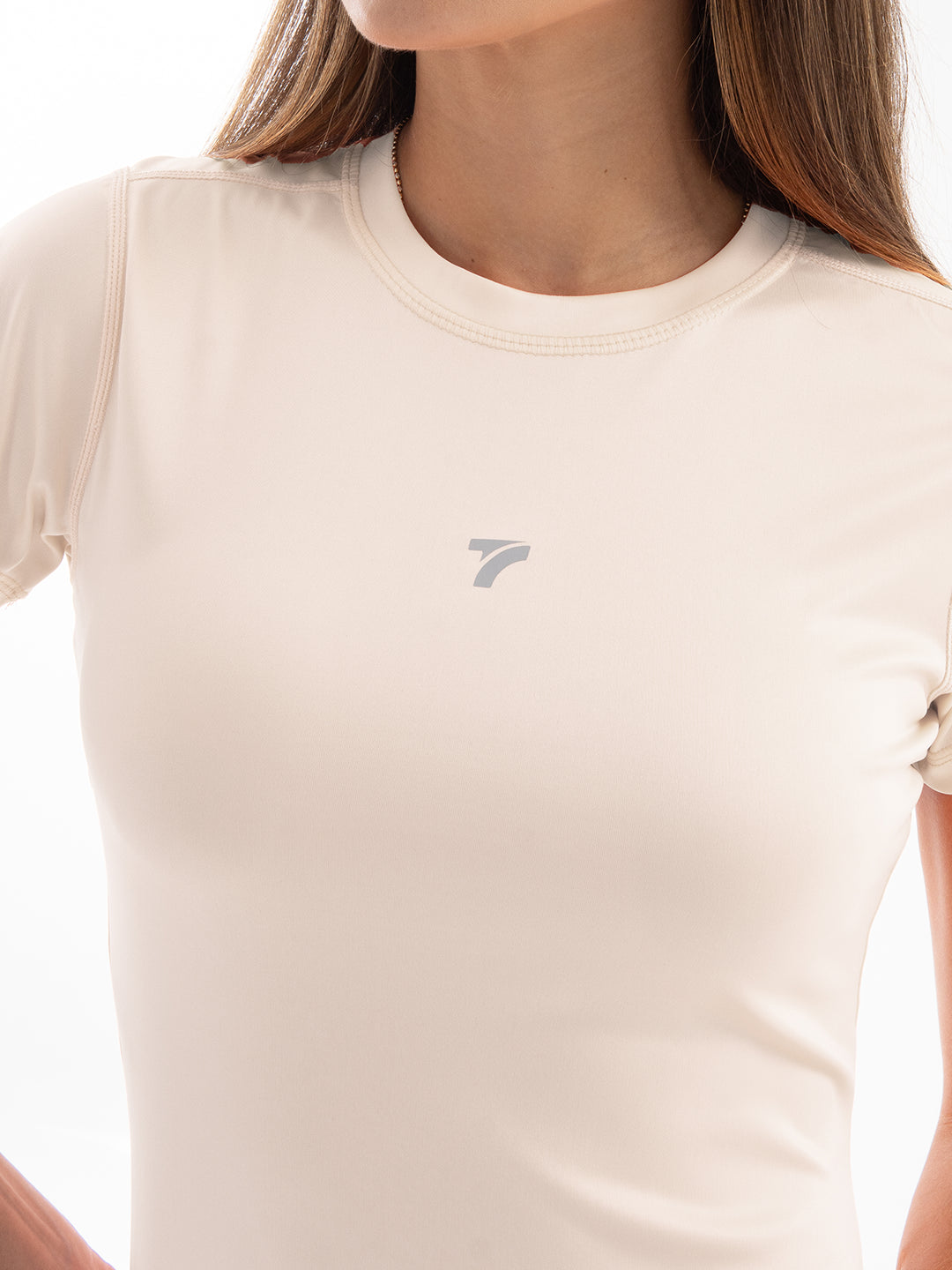 Camiseta de Compresión Manga Corta de Mujer - Almendra