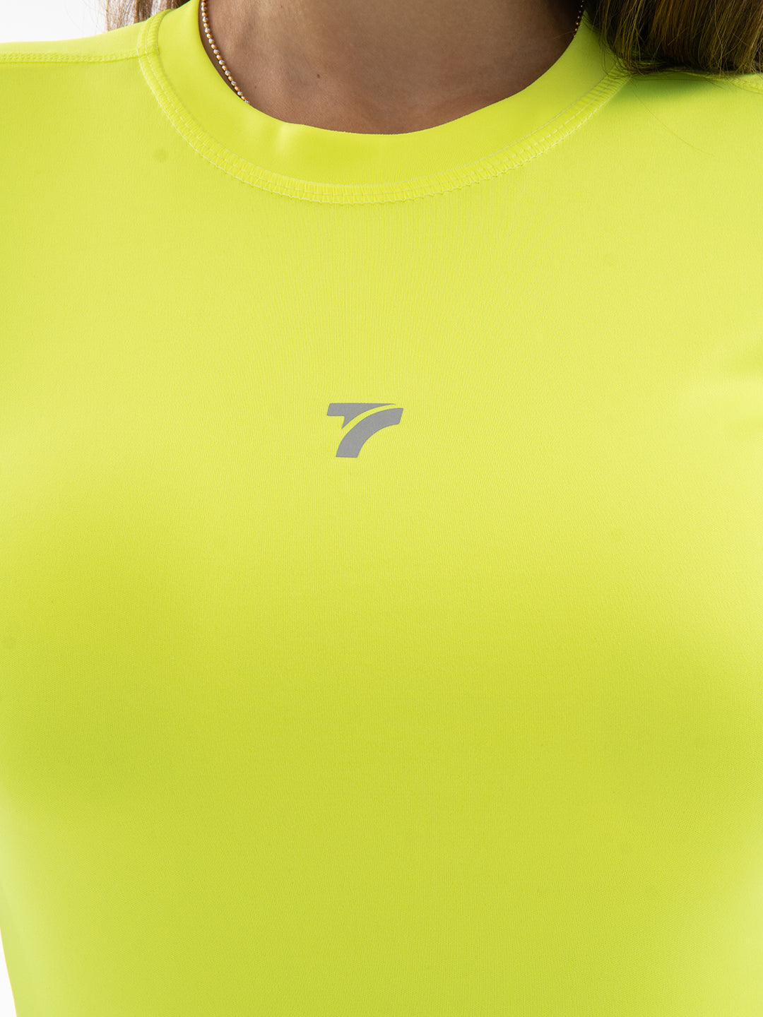 Camiseta de Compresión Manga Corta de Mujer - Amarillo Neon