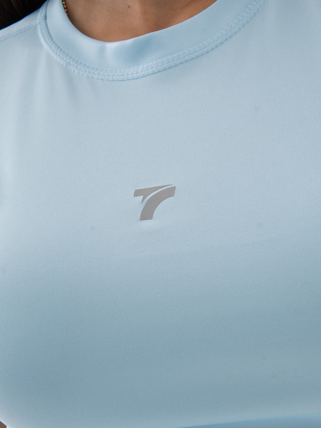 Camiseta de Compresión Manga Corta de Mujer - Azul Celeste