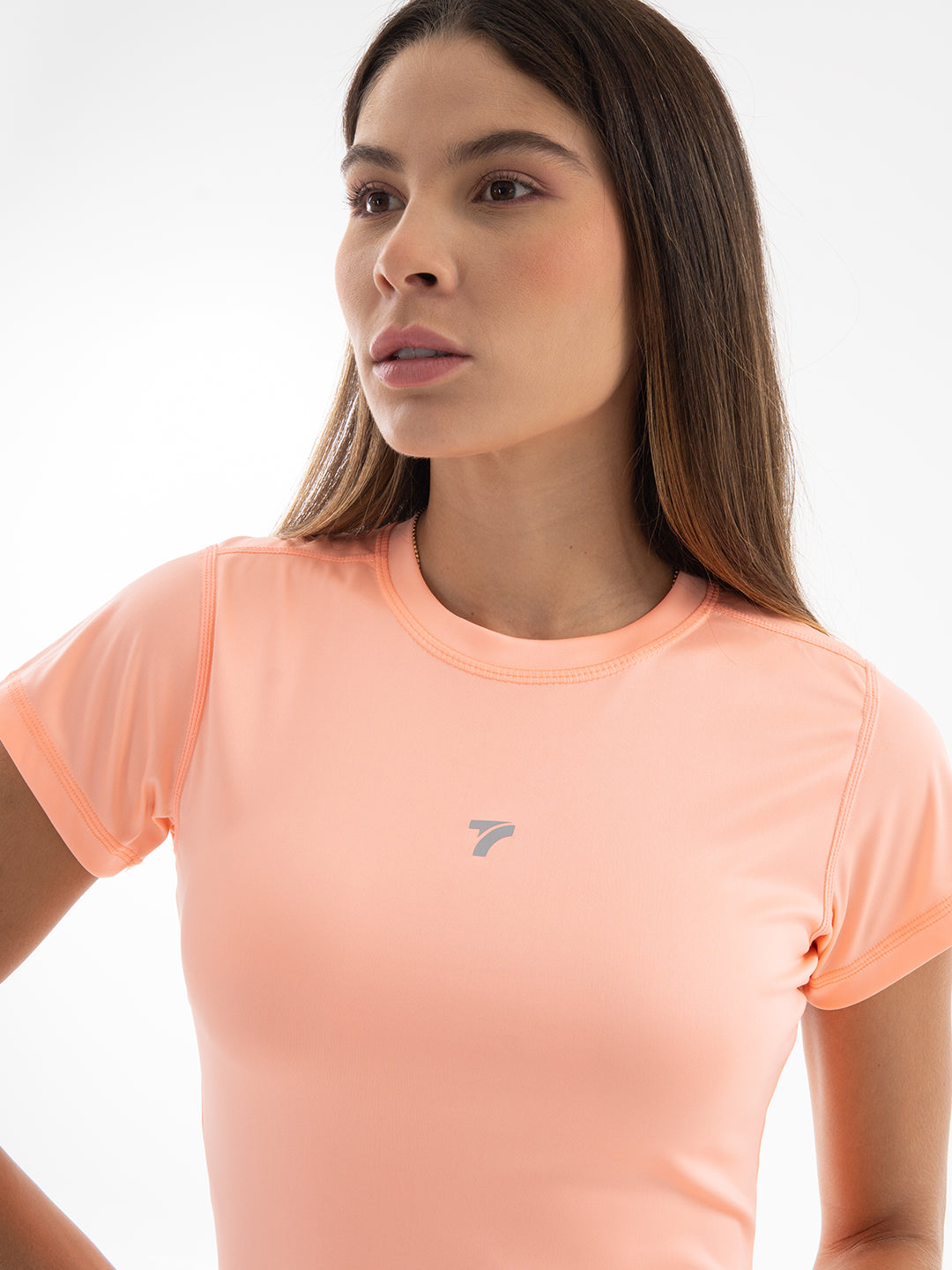 Camiseta de Compresión Manga Corta de Mujer - Mandarina