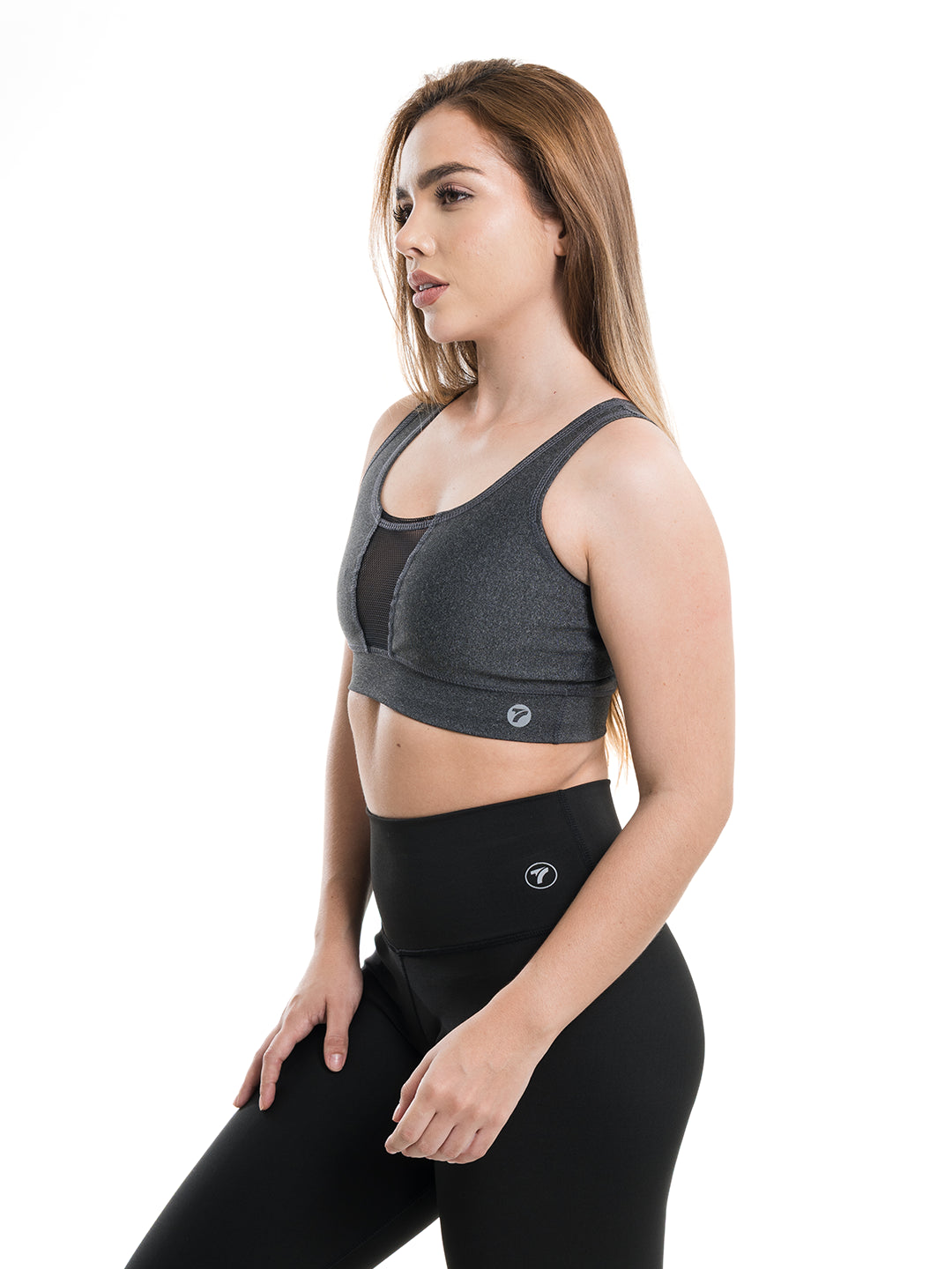 Top Deportivo Malla Flex Mujer- Negro Jaspe