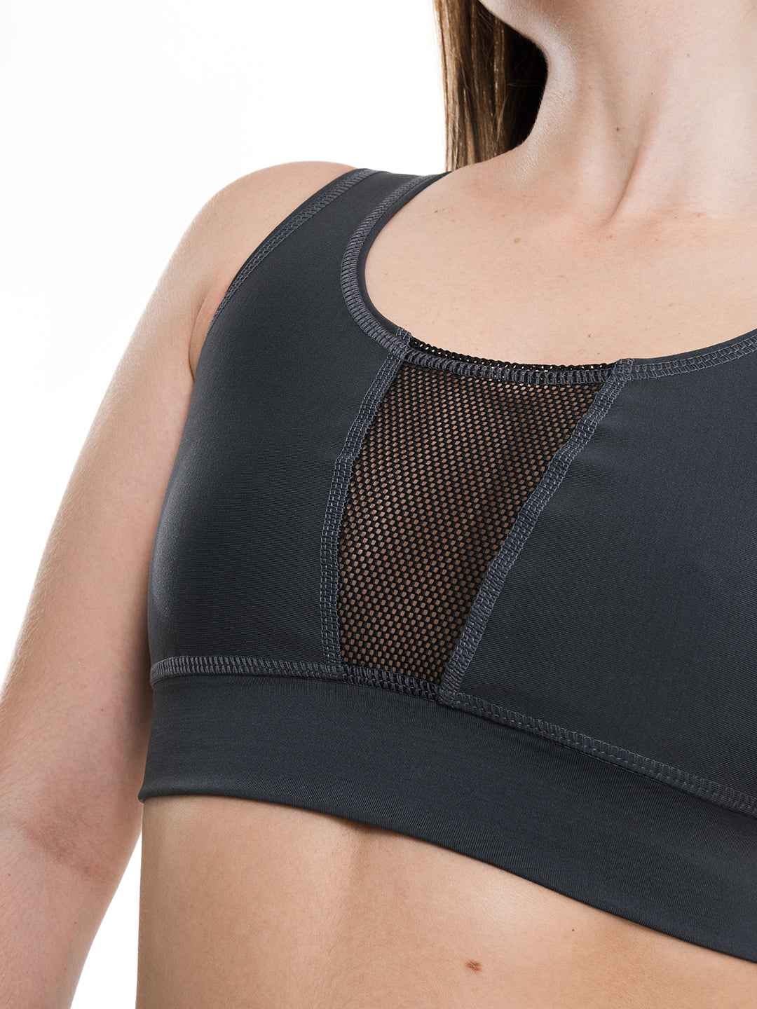 Top Deportivo Malla Flex Mujer- Gris Oscuro