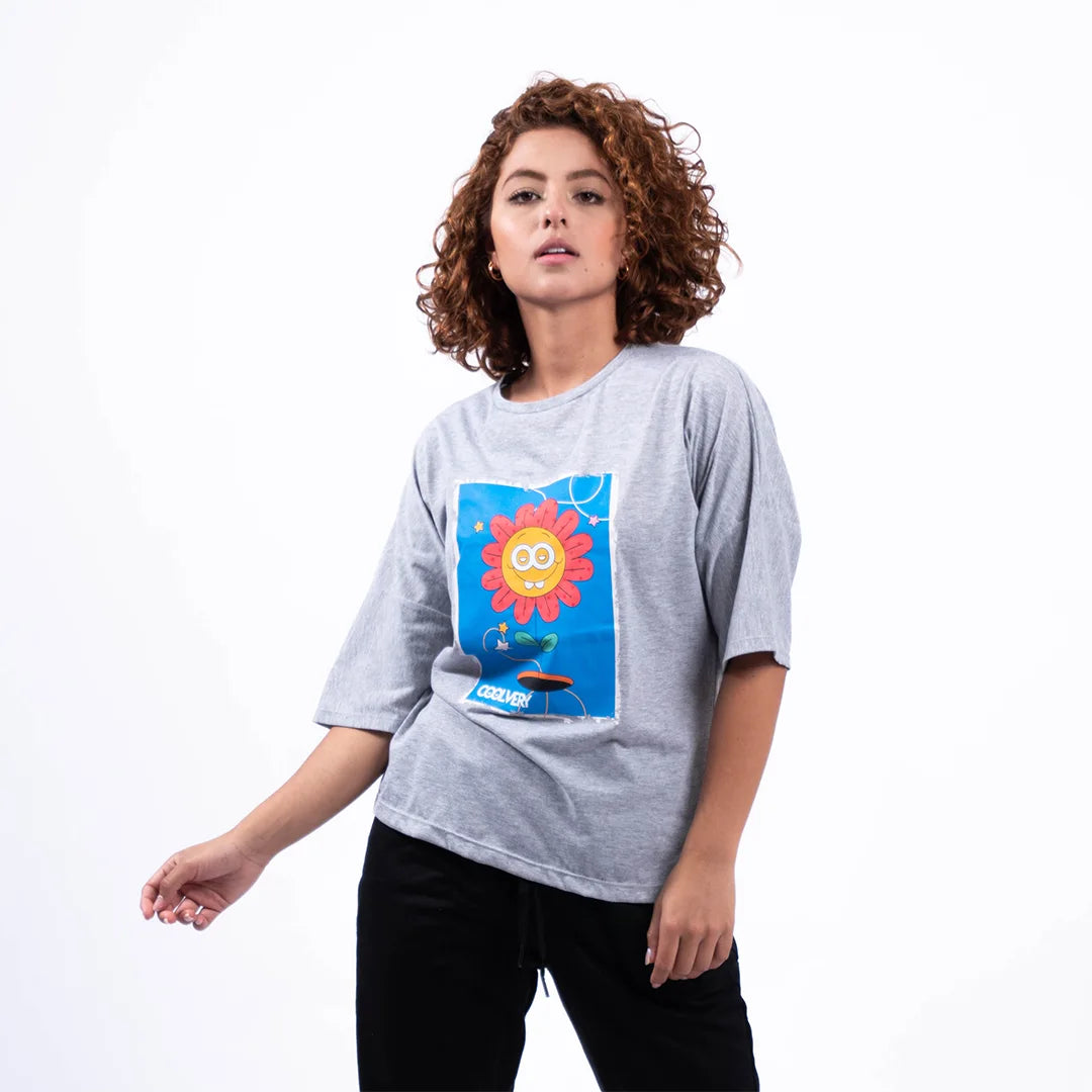 OVERSIZE BIEBER - FLOWER - GRIS JASPE MEDIO