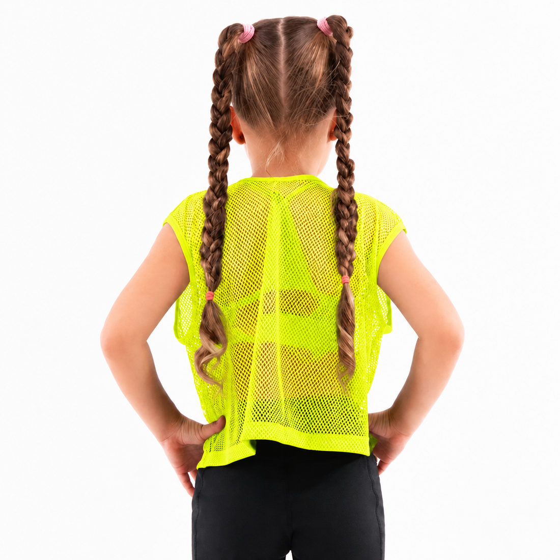 Blusa Deportiva en Malla de Niña Tiny -  Amarillo Neón